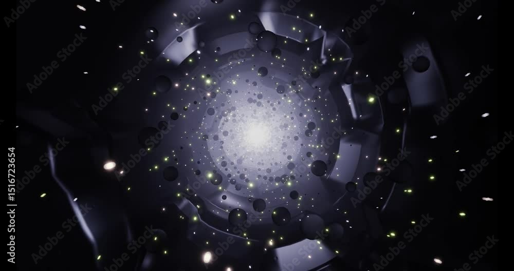 Wall mural abstract tech tunnel glowing particles and data stream