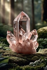 Rose Quarts cluster in the forest
