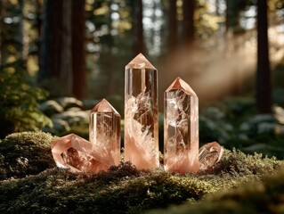 Rose Quarts cluster in the forest