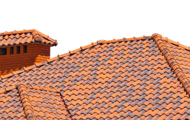 house with a roof from a red shingles with a pipe
