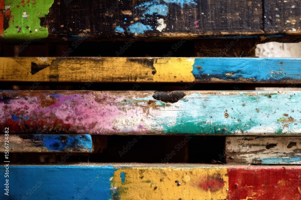 Poster the image is a colorful and vibrant scene of wood with different colors