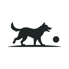 Dog Running Chasing Ball Park Silhouette