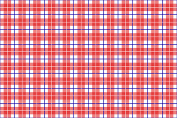 Seamless plaid pattern in red, white, and blue. Ideal for patriotic designs, fabrics, backgrounds, and festive themes like Independence Day or Memorial Day.