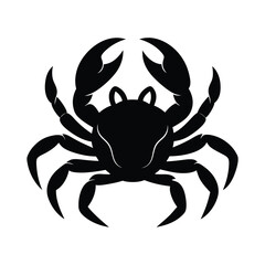 Cartoonish crab Silhouette on white background