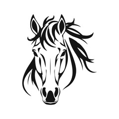 Horse head silhouette, horse head logo, animal emblem, horse symbol, vector illustration	