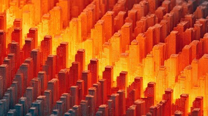 Fototapeta premium Glowing staircases symbolizing call resolution digital environment 3d visualization abstract view