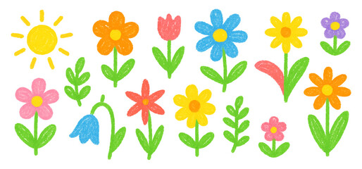 Set of spring flowers