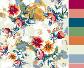 floral allover design for dizital print with high quality
