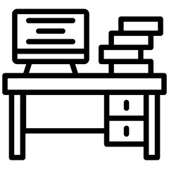 Office Desk Outline Icon