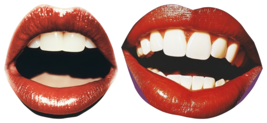 PNG red lips Photo of lips with white teeth collage element set on transparent background.