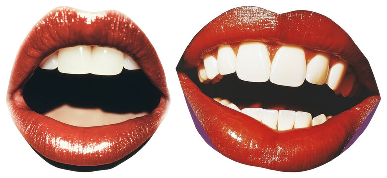 PNG red lips Photo of lips with white teeth collage element set on transparent background.