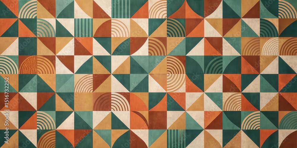 Fototapete abstract geometric pattern with earthy tones and textured background for design projects