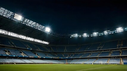 Large Empty Stadium Night Scene