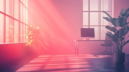 Interior of a sunlit modern office space.