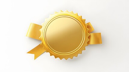 Gold award badge with ribbon.