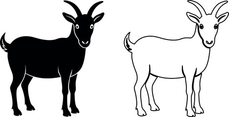 Whimsical Goat Illustration with Colorful Accents in Vector Format for Creative Projects