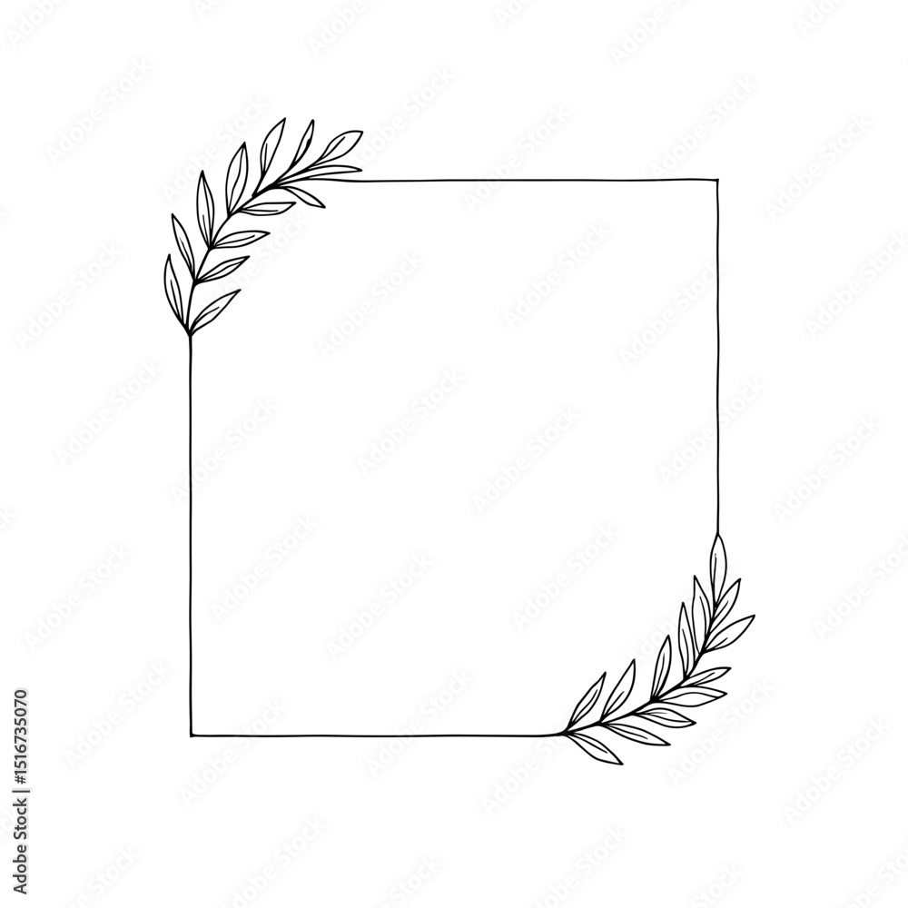 Aufkleber a simple floral-framed square, crafted in an elegant and minimalist line art style, is perfect for a