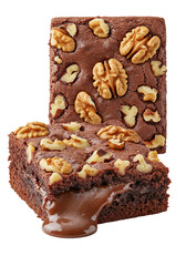 Delicious Chocolate Walnut Brownie with Rich Filling, png