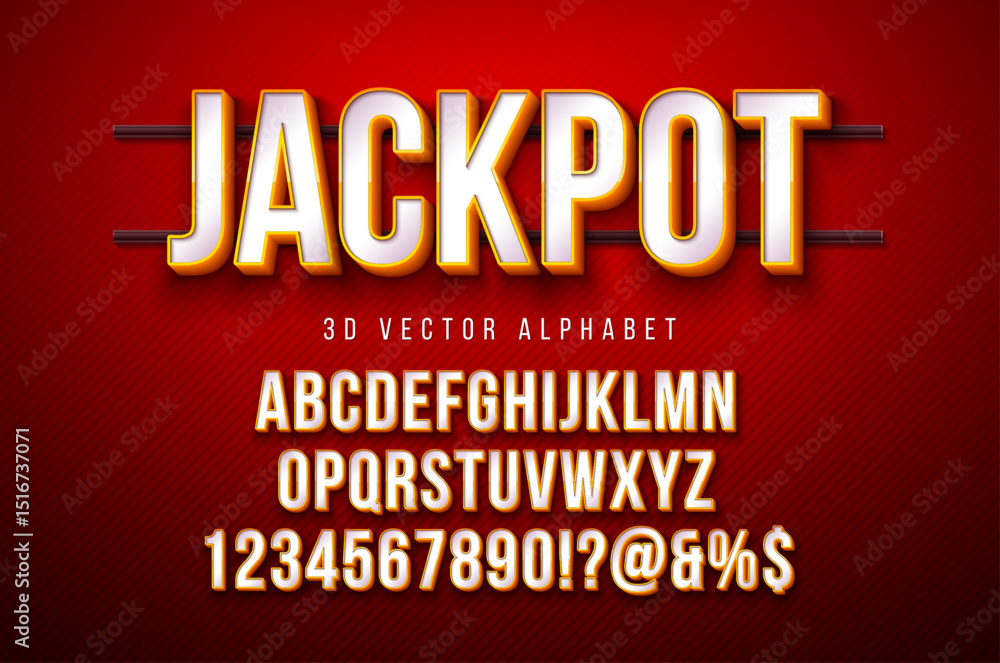 Fototapete vector 3d alphabet font set with frame box and shadow on red background. modern typeface design coll