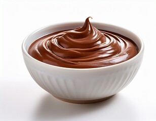 a bowl of chocolate mousse isolated on white or transparent