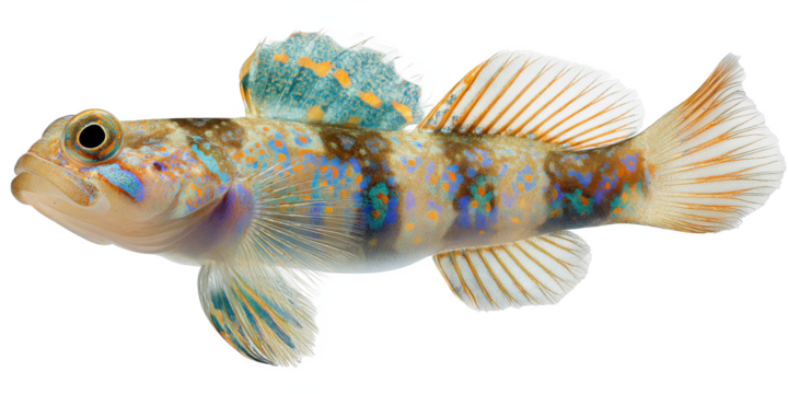 Vibrant Spotted Blenny Fish Detailed Close-up of a Colorful Marine Creature
