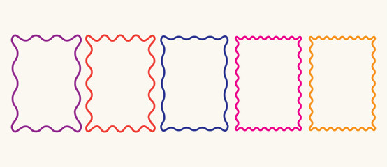 Zig zag wavy edge rectangle frame or border shapes set.
