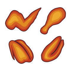 chicken wings logo design vector flat isolated illustration