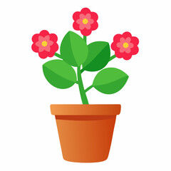 Blooming kalanchoe plant in stylish pot illustration