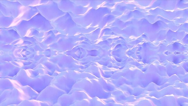 Purple waves, abstract background with mirror effect. Video for post-production. 3D animation.