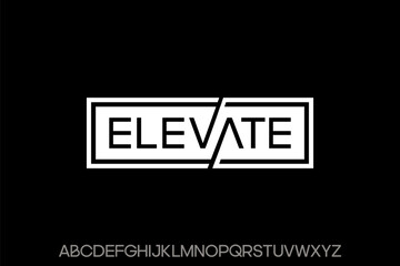 Word elevate. Abstract font alphabet, Typography typeface uppercase vector illustration