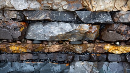 Geological Cross-Section of Multicolored Layered Rock Strata with Detailed Texture