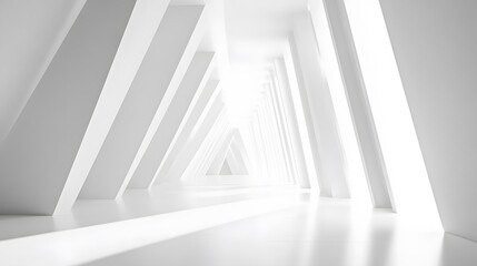 Fototapeta premium Abstract architectural perspective of a white interior space.