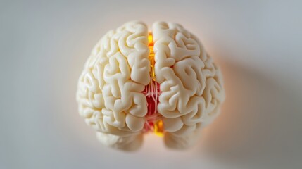 Anatomical model of a brain with glowing effects.