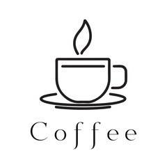 Obraz premium Minimal Coffee Logo Design – Silhouette Style Vector for Café Branding 