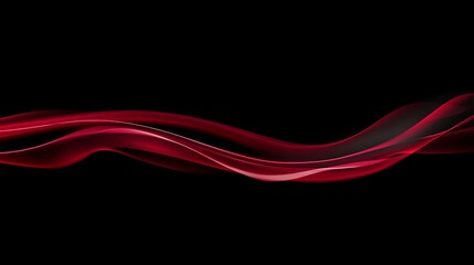 Abstract red flowing ribbons on black background
