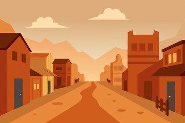 Obraz premium Urban morning street with classic city buildings and a vibrant sky at sunsetUrban morning street with classic city buildings and a vibrant sky at sunset