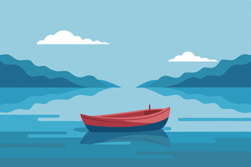 Naklejka premium Small fishing boat on the summer sea