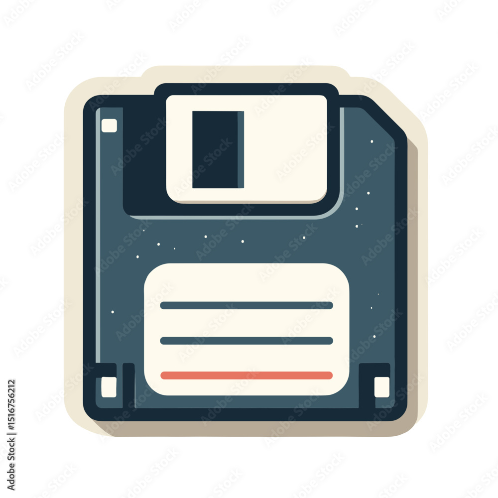 Poster vector illustration of a floppy disk symbolizing data storage and retro technology