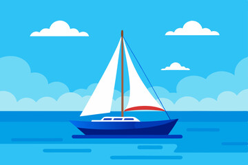 A vibrant summer regatta with yachts and sailboats cruising on the blue ocean waves under the sunny sky