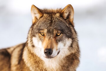 Fototapeta premium Intense gaze of a wolf portrait