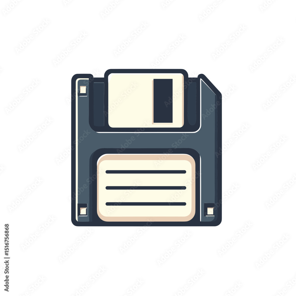 Poster floppy disk vector illustration representing data storage and technology nostalgia