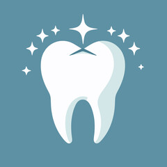 Shiny tooth vector illustration representing dental health and hygiene
