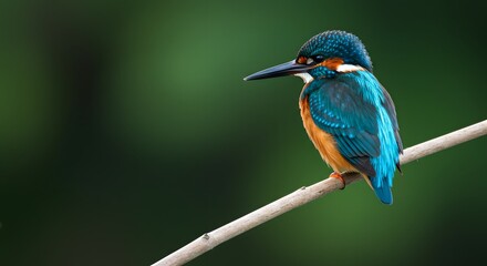 Obraz premium Vibrant Kingfisher Perched on Branch: A Colorful Wildlife Portrait
