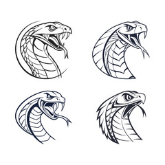 Fototapeta premium Snake head icon set vector, snake logo. snake vector art. Adobe Illustrator Artwork