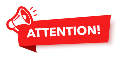 Megaphone with attention speech bubble. Loudspeaker. Banner for business, marketing and advertising. Vector illustration.