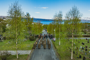 Podchalański Riflemen, Polish soldiers standing at attention during the ceremony in Narvik.