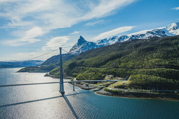 The Hålogaland Bridge is a suspension bridge crossing the Rombaksfjorden in the municipality of Narvik in Nordland county, Norway.