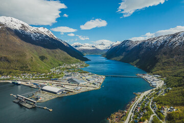 Norway. Ofotfjord area near Narvik. Spring. Drone shots.