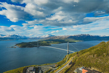 The Hålogaland Bridge is a suspension bridge crossing the Rombaksfjorden in the municipality of Narvik in Nordland county, Norway.