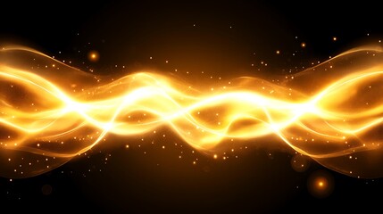 Obraz premium Abstract golden energy waves